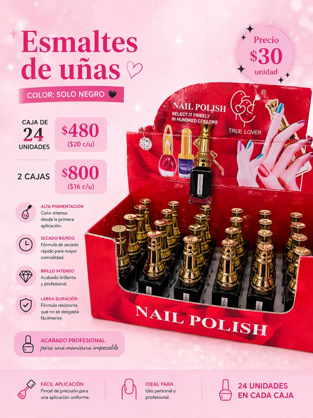 Esmaltes de uñas color NEGRO