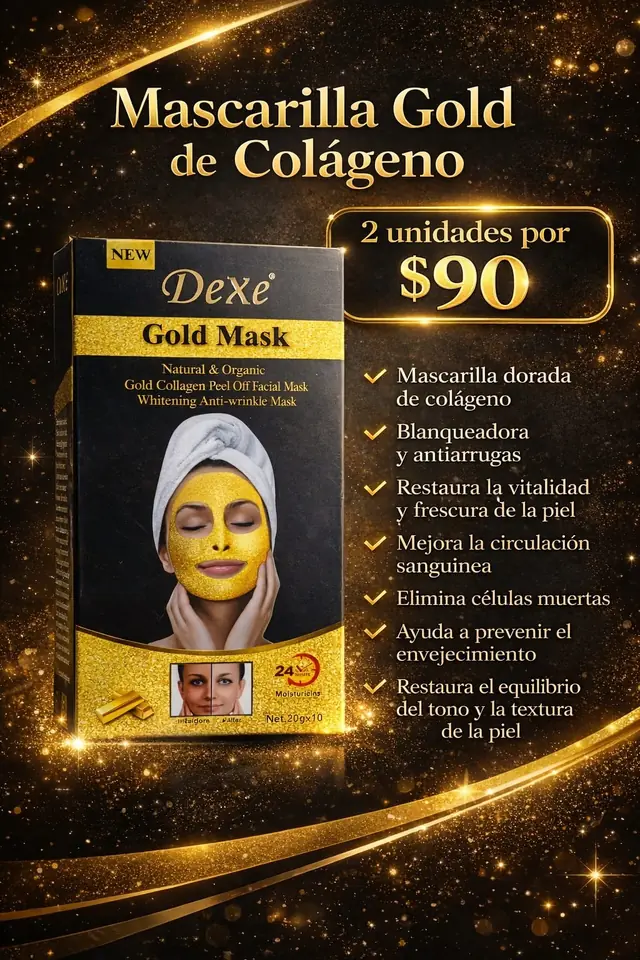 Mascarilla facial peel off Gold colágeno x2 unidades