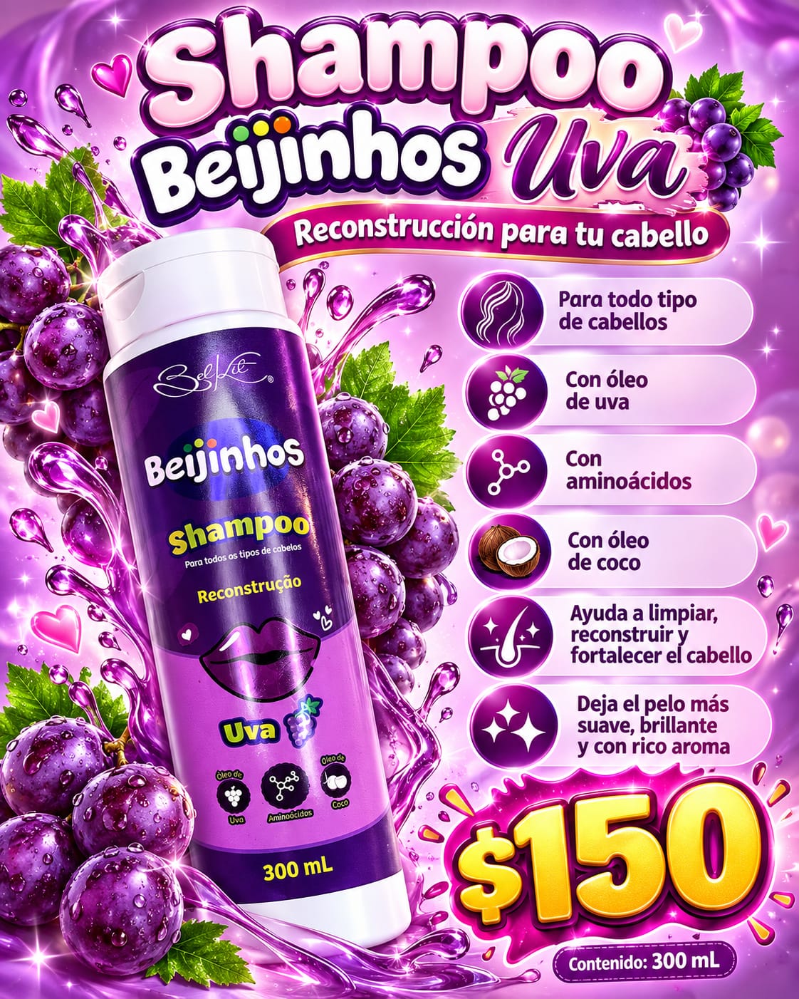 Shampoo beijinhos uva