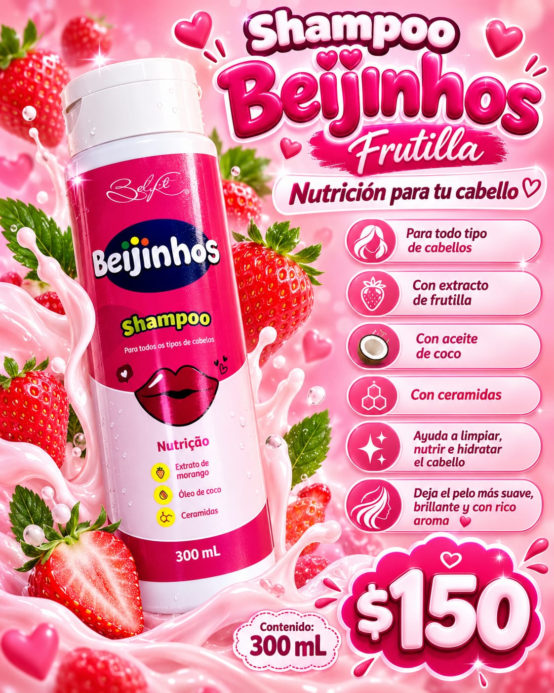 Shampoo beijinhos frutilla
