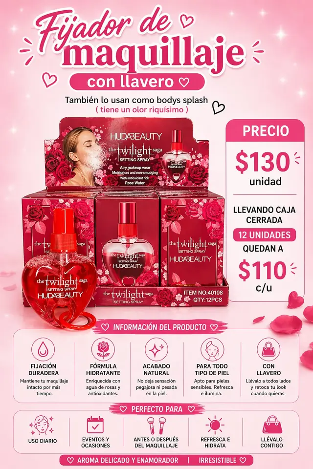 Fijador de maquillaje con llavero HudaBeauty