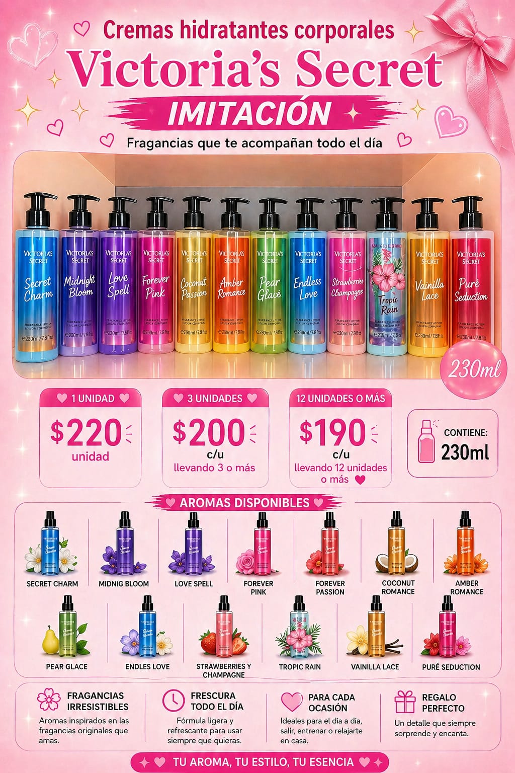 Cremas hidratantes corporales Victoria´s Secret IMITACIÓN