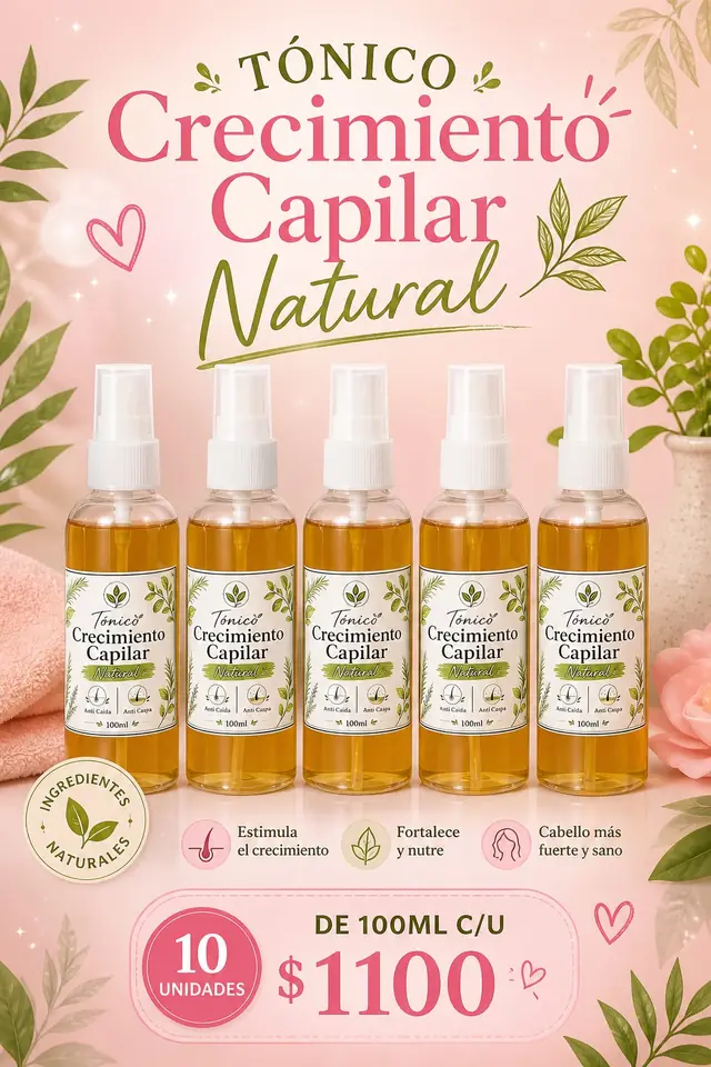 Tónico crecimiento capilar natural