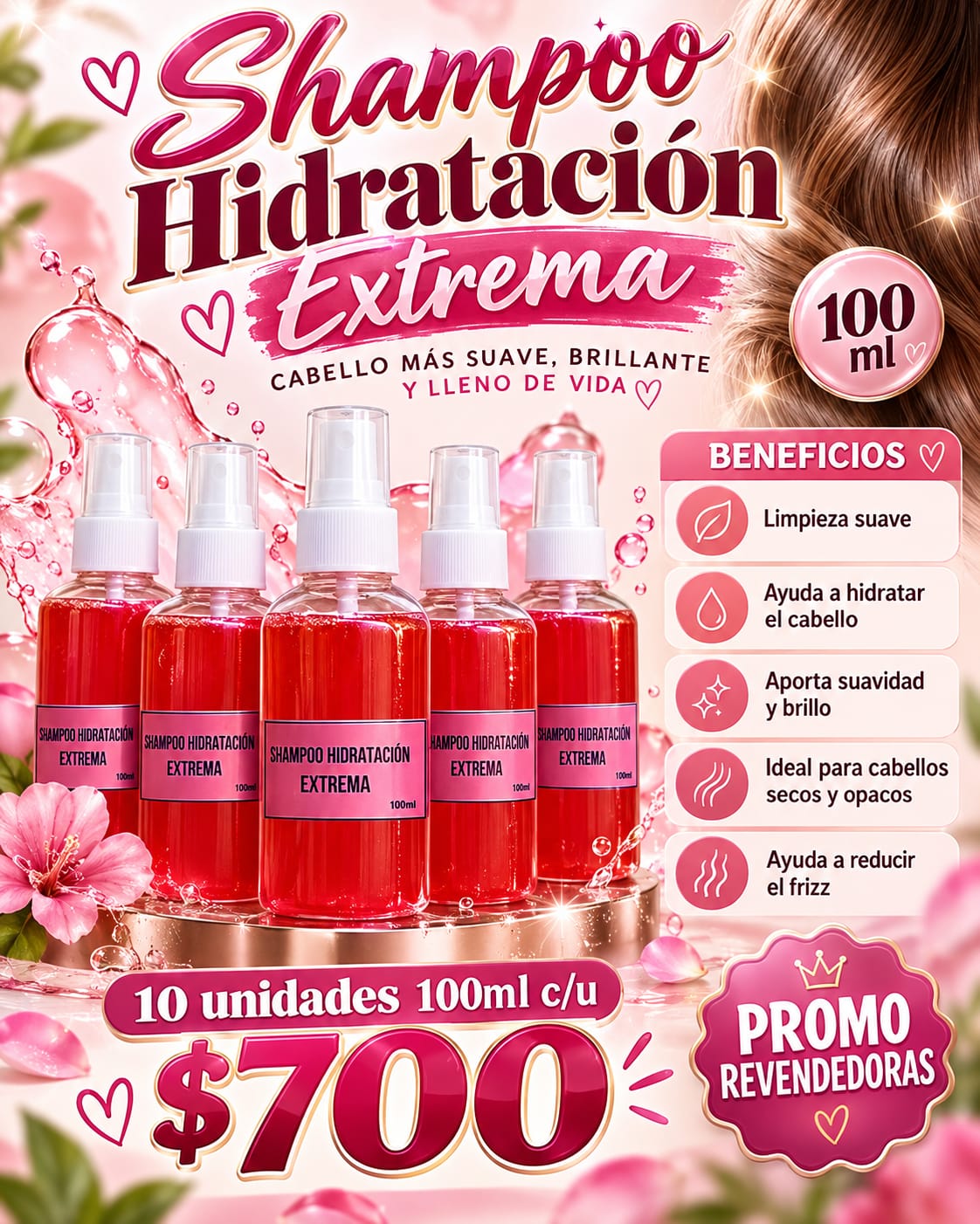 Shampoo hidratación extrema promo x10 unidades 100ml