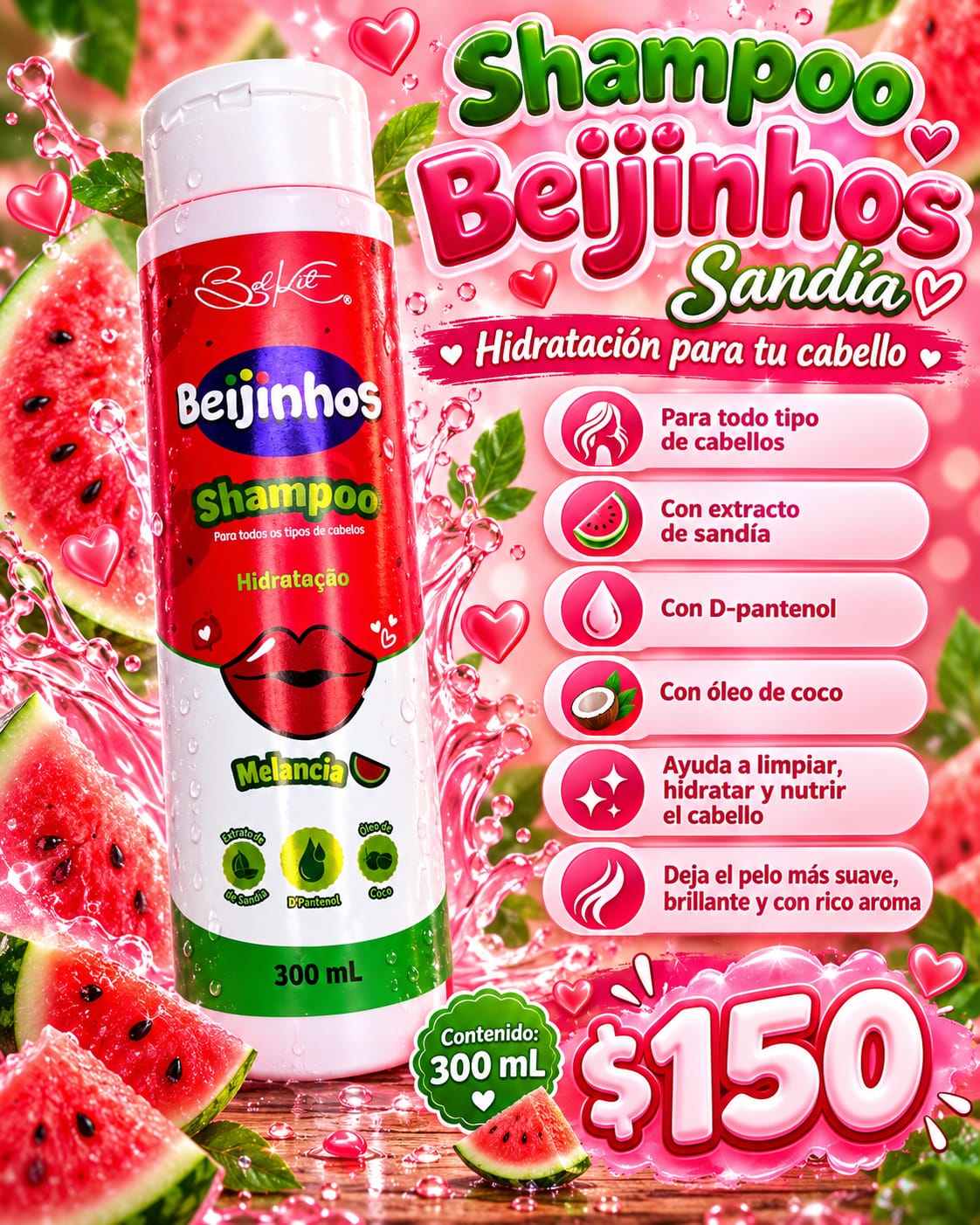 Shampoo beijinhos sandía