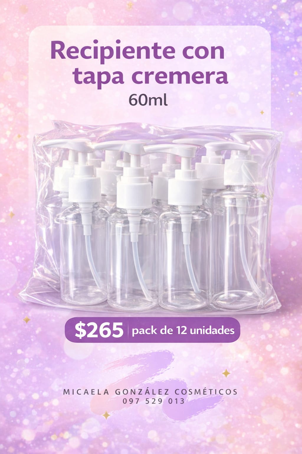 Recipiente con tapa cremera 60ml pack x12 unidades