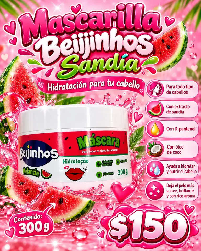 Mascarilla capilar beijinhos sandía
