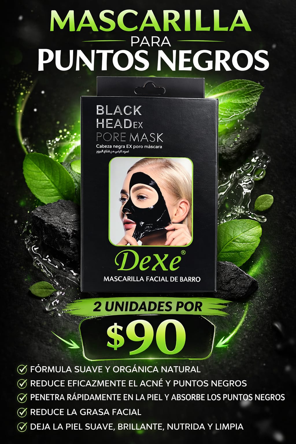 Mascarilla peel off carbón activado x2 unidades
