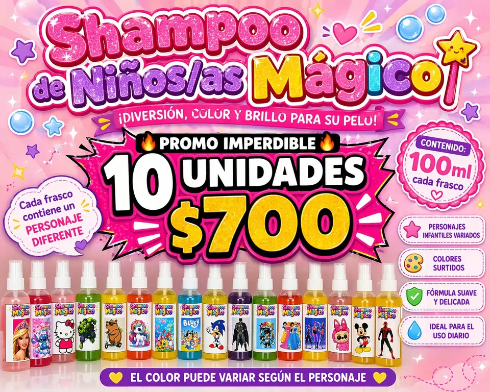 Shampoo mágicos de niños/as x10 unidades