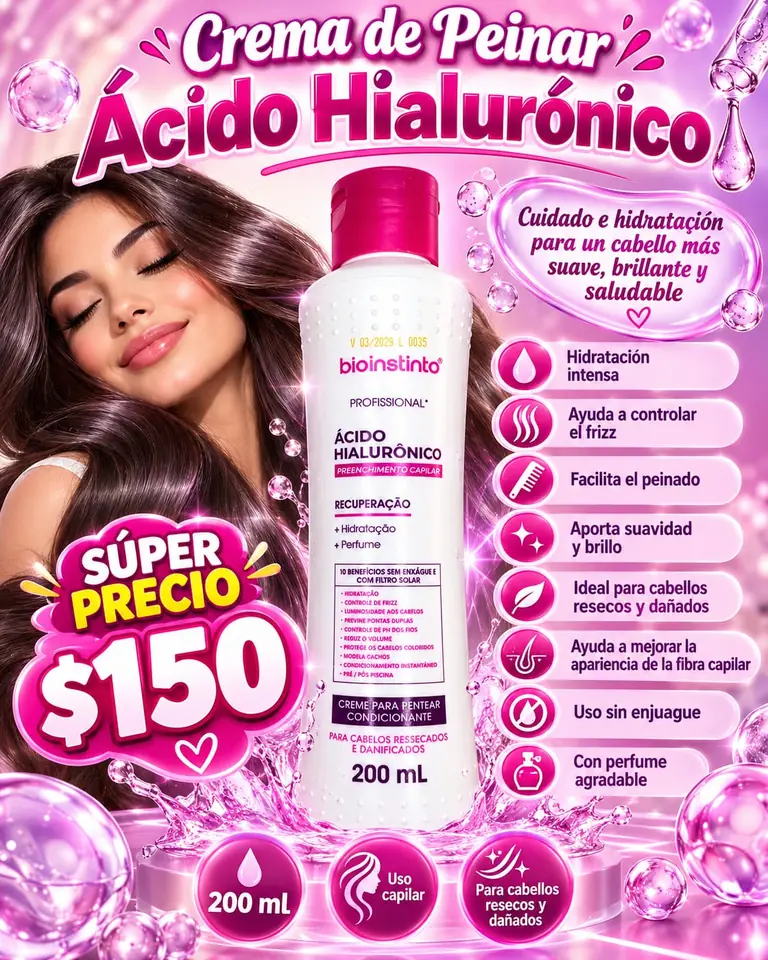 Crema de peinar ácido hialurónico