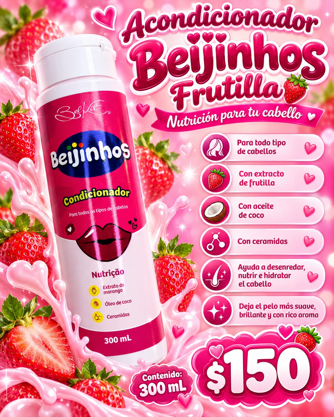 Acondicionador beijinhos frutilla