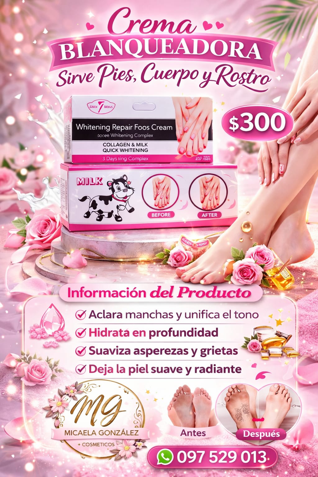 Crema blanqueadora milk