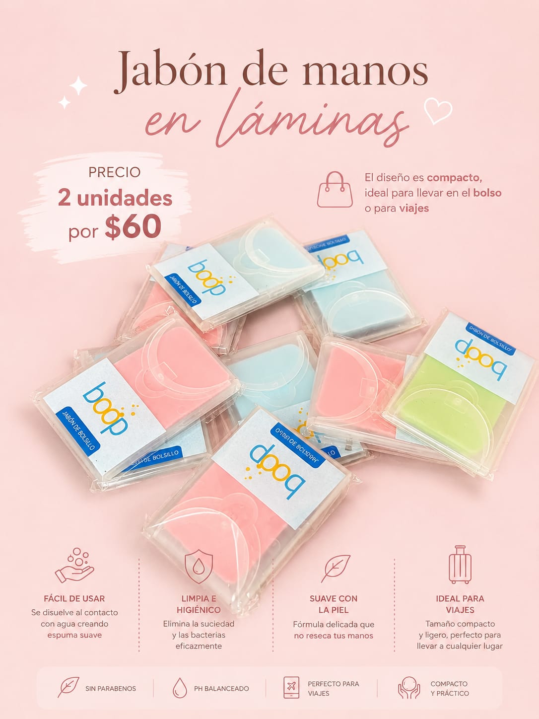 Jabón en láminas de mano x2 unidades
