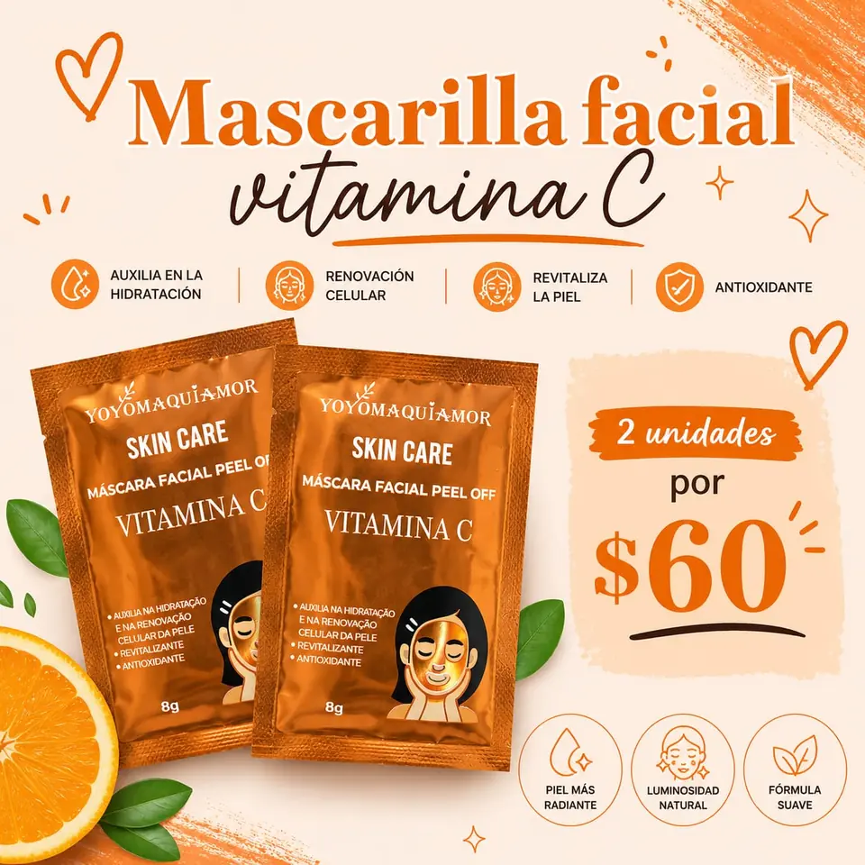 Mascarilla peel of facial vitamina c x2 unidades