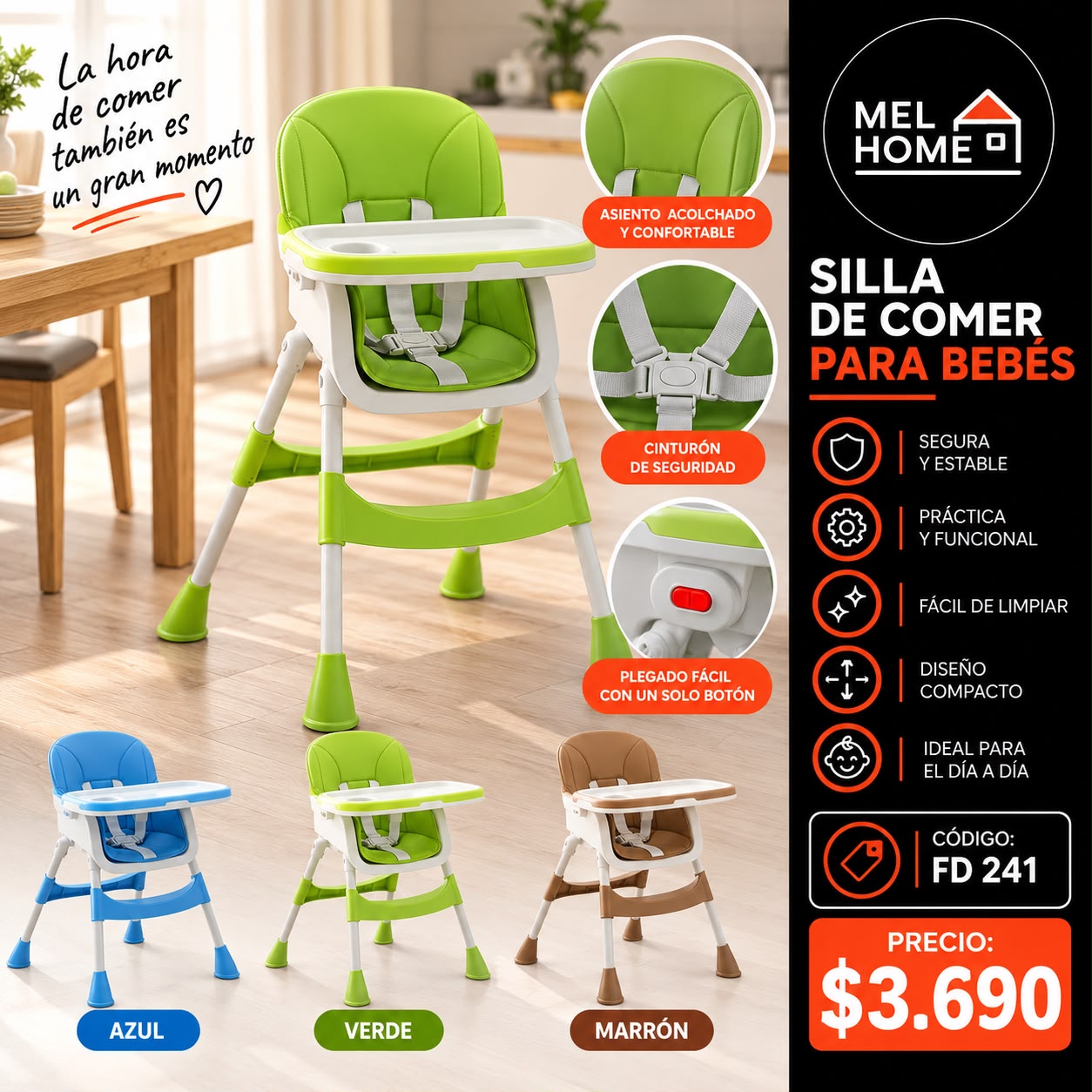 Silla de comer para bebe