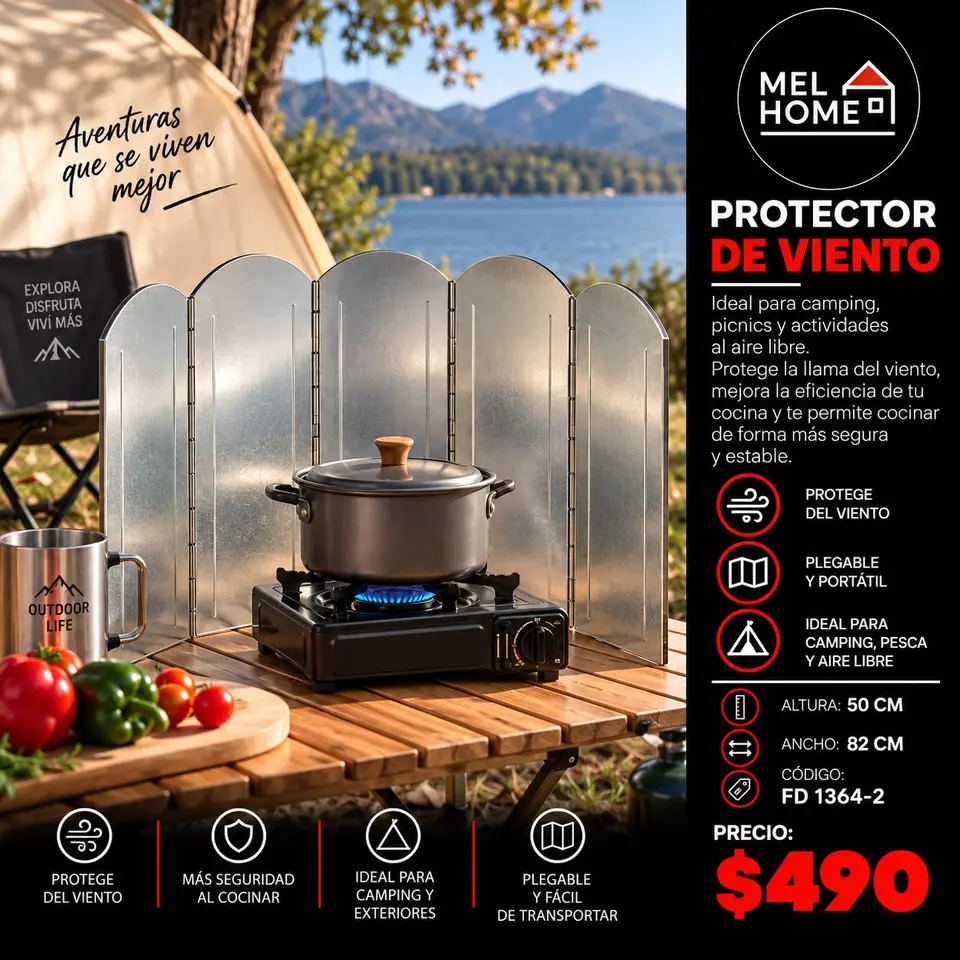 🌿 PROTECTOR DE VIENTO PLEGABLE PARA CAMPING ⛺