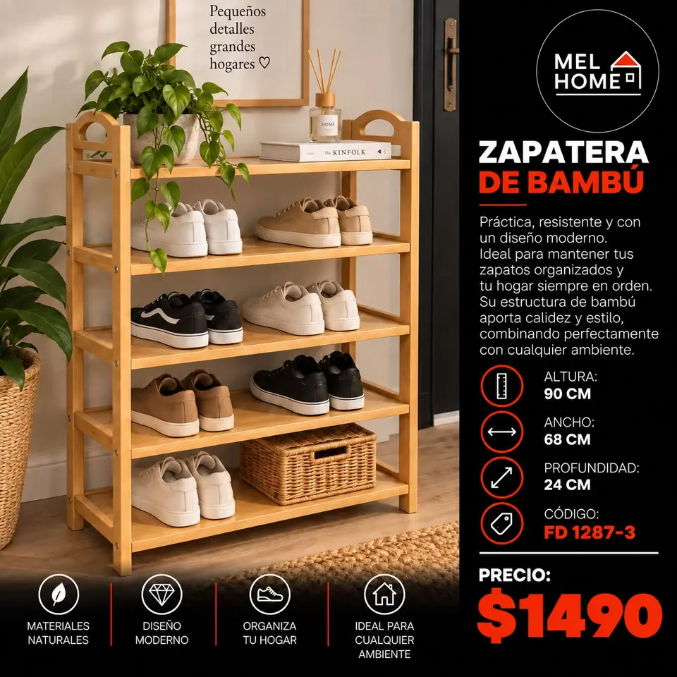 Zapatera de bambú