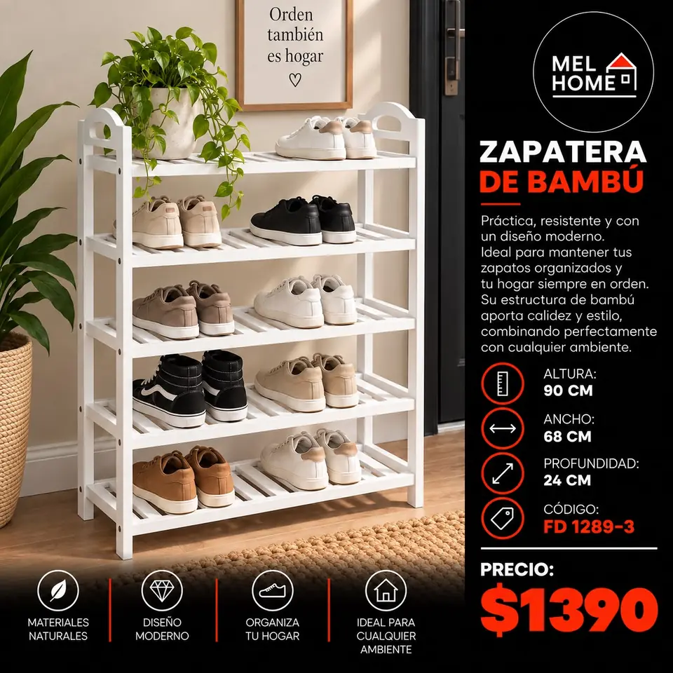 Zapatera de bambú
