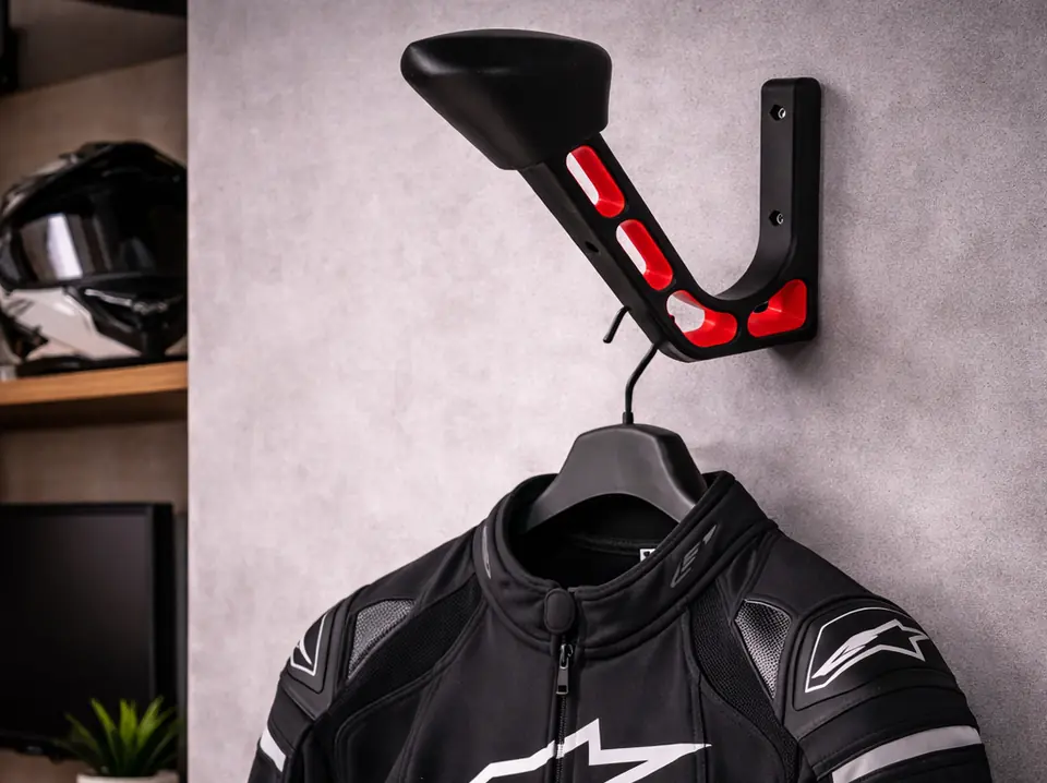 Soporte para Casco y Campera de Moto