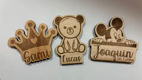 Imanes en madera grabados hasta 6 cm