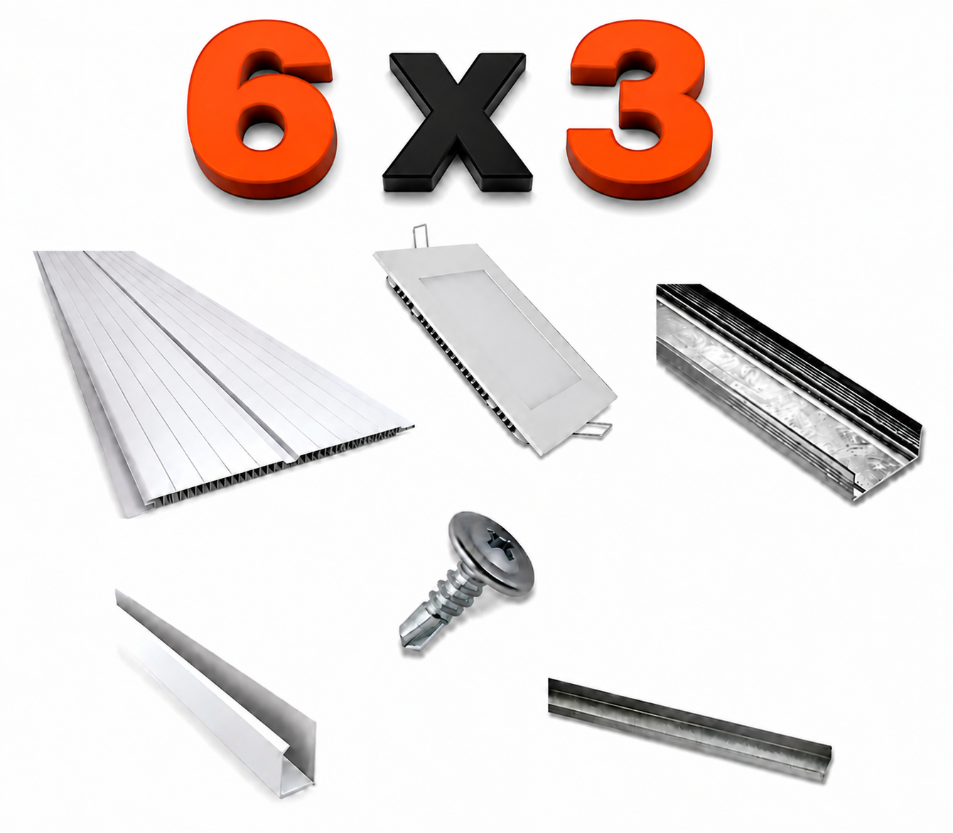 Kit Cielorraso PVC Completo 6 x 3 mts \ 18 m2
