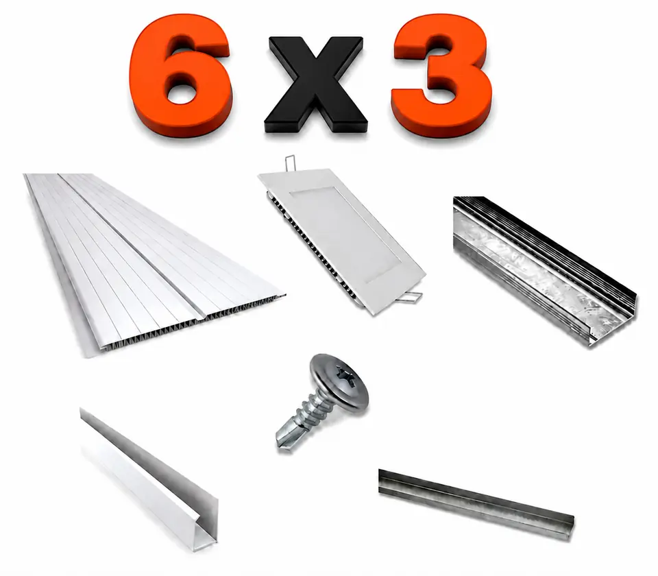 Kit Cielorraso PVC Completo 6 x 3 mts \ 18 m2