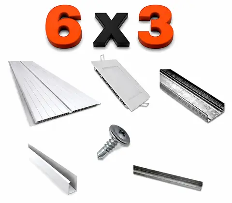 Kit Cielorraso PVC Completo 6 x 3 mts \ 18 m2