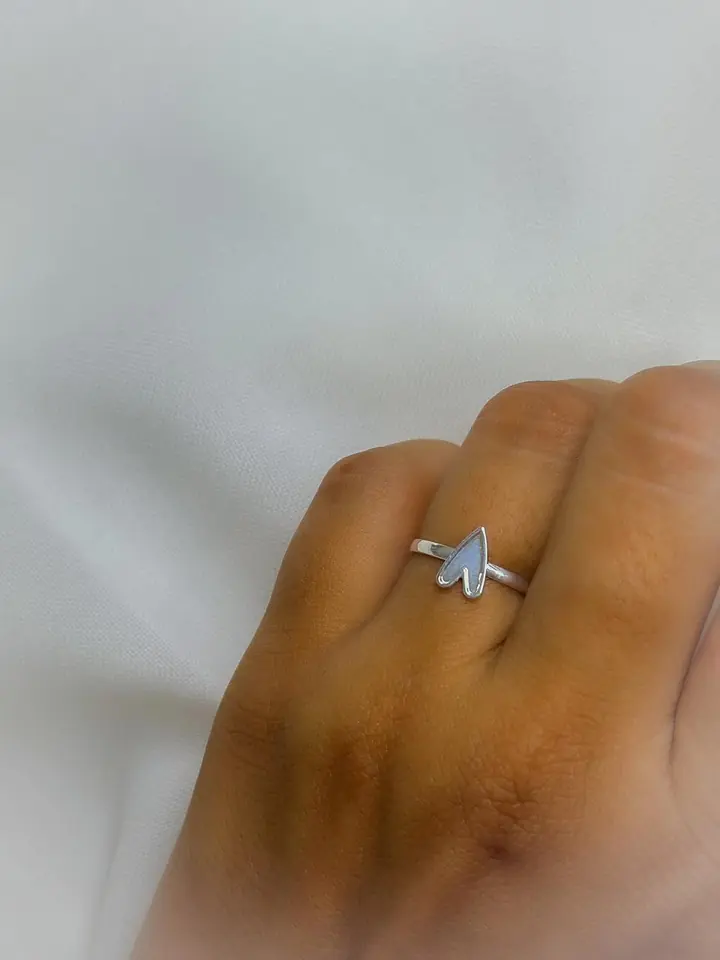 Anillo de corazón - Baño de plata