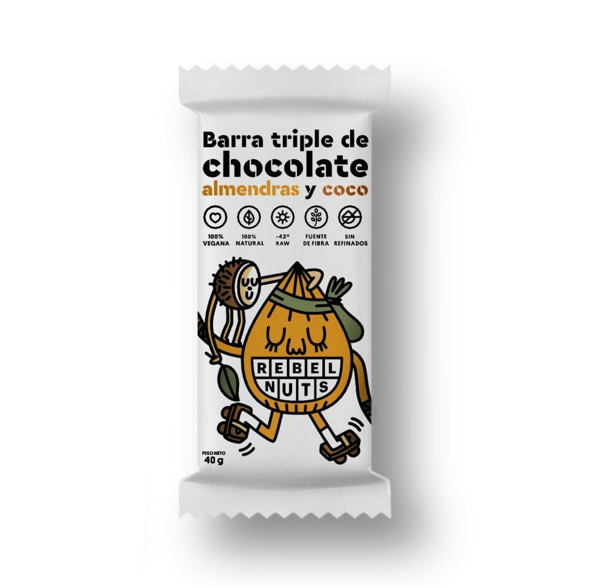 Barra Triple de Choco "Rebel NuTs" c/Almendras 40g