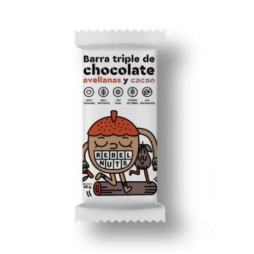 Barra Triple de Choco “Rebel NuTs” c/Avellanas 40g