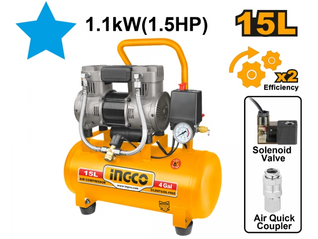 Compresor 15Lt 1.5HP Ingco