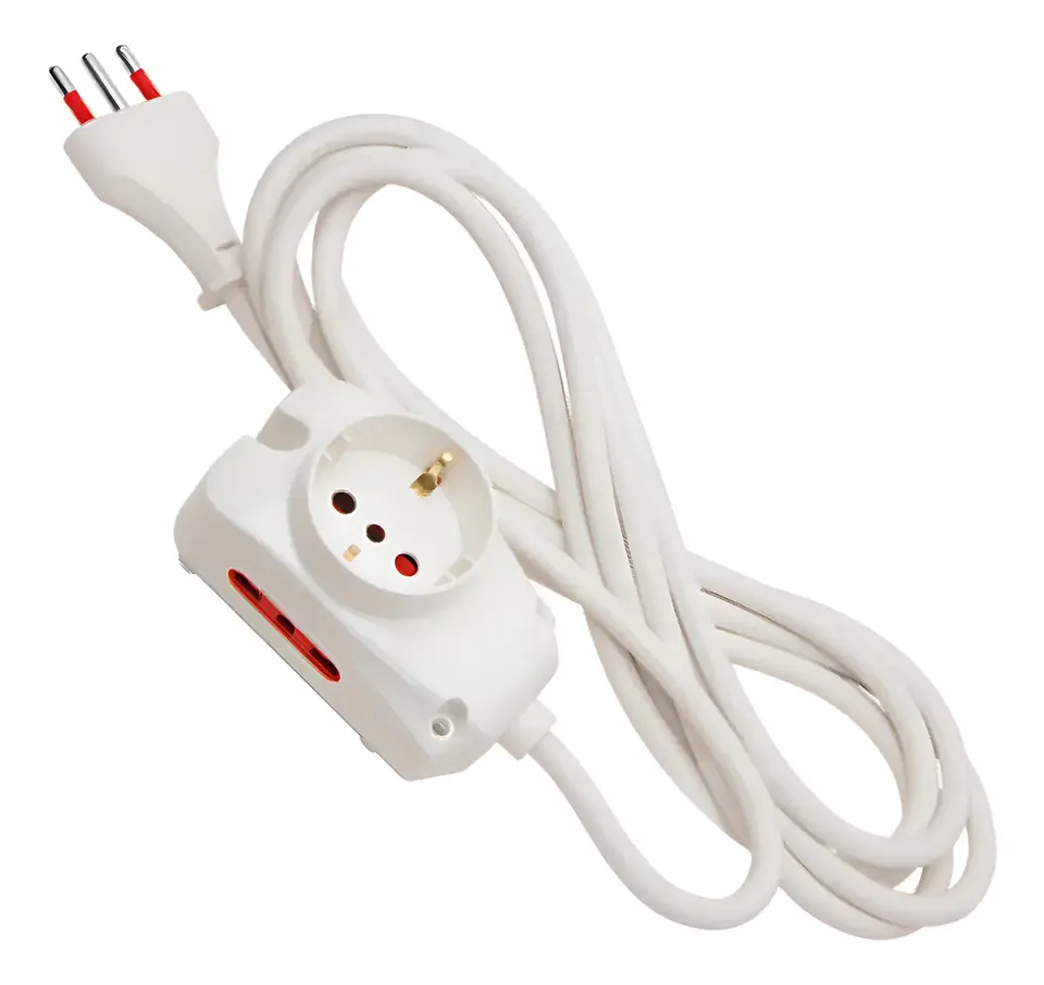 Alargue 1 toma shucko + 2 modulares 3mts Conatel