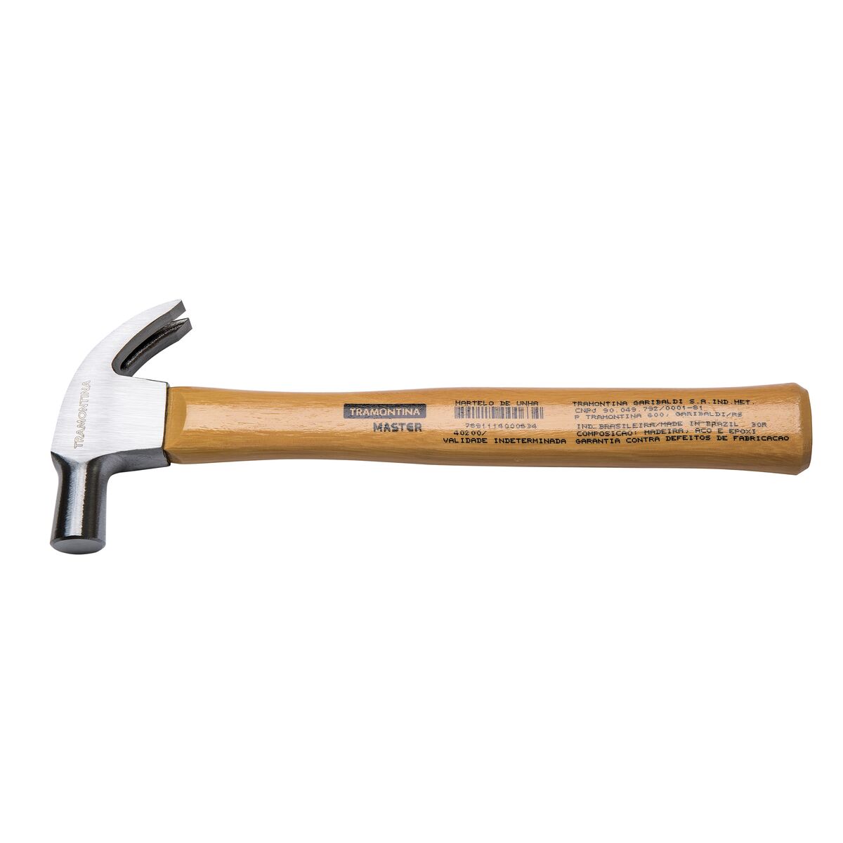 Martillo de uña 25mm con mango de madera Tramontina