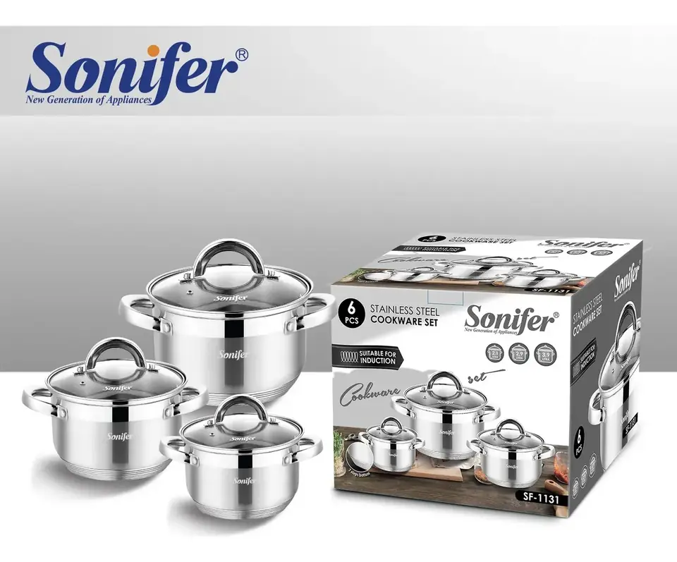 Juego de ollas acero inoxidable 6pcs Sonifer