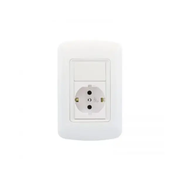 Conjunto plaqueta con toma schuko -blanco Atenea Plus