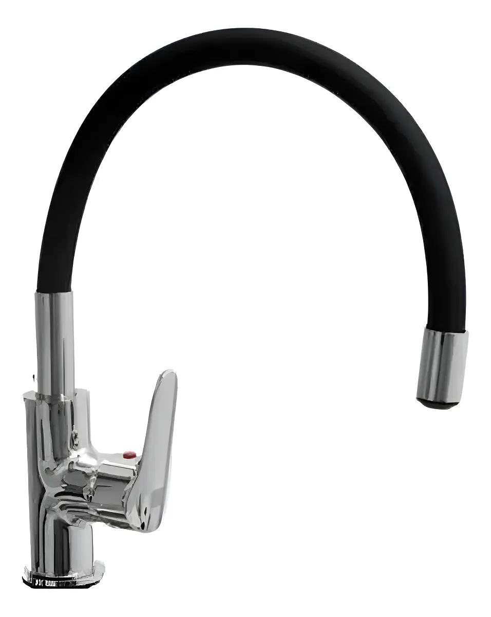 Monocomando cocina mesada pico flexible negro Rimontti