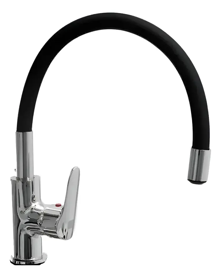 Monocomando cocina mesada pico flexible negro Rimontti