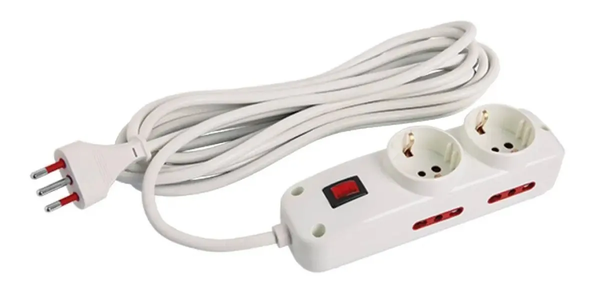 Alaregue 2 tomas shucko + 4 modulares con llave 3mts Conatel