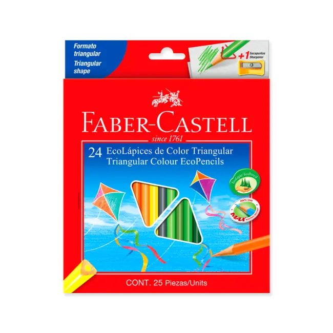 Lapices de Colores Largos Triangular x24 FaberCastell