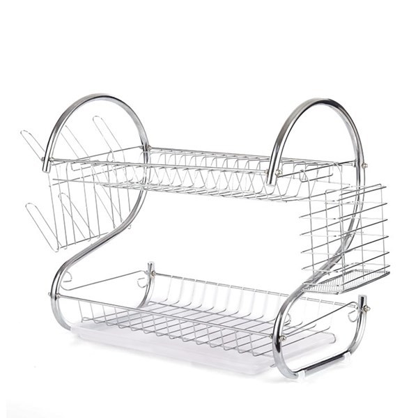 Escurridor de platos, de metal, 2 pisos