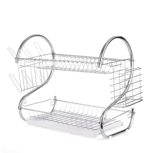Escurridor de platos, de metal, 2 pisos