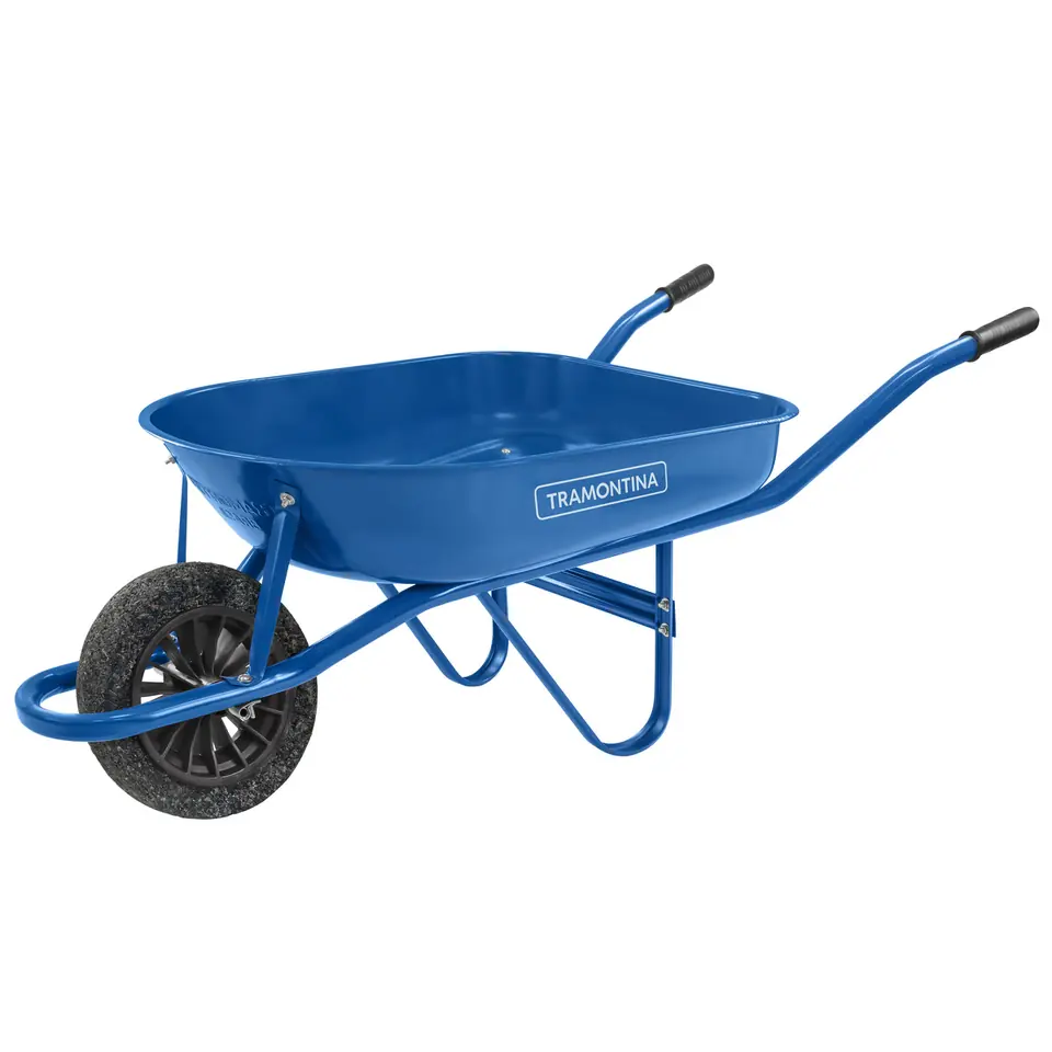Carretilla de Mano Tramontina con Caja Rasa Metálica Azul 50 L, Brazo Metálico e Llanta Maciza