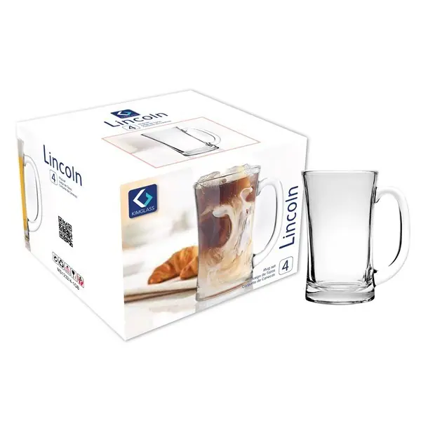 Taza de vidrio 350ml x4, en caja