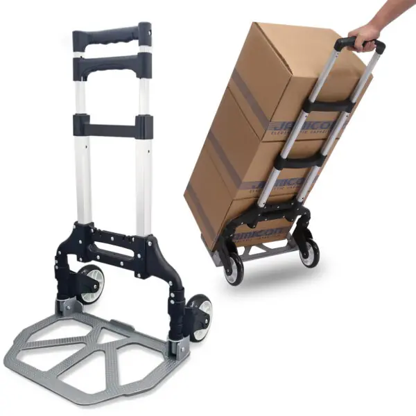 CARRO DE CARGA PLEGABLE CON RUEDAS NEGRO