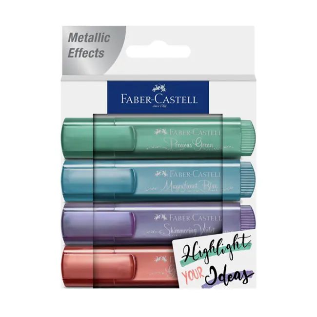 Estuche Destacador Metalizado Nuevo x4 Faber Castell