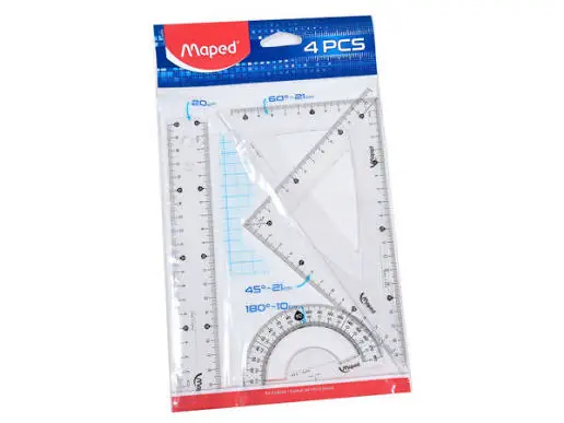 Juego de geometria 4 pz 20cm Maded