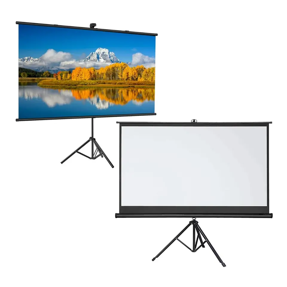 PANTALLA PARA PROYECTOR CON TRIPODE 100″ NEGRO