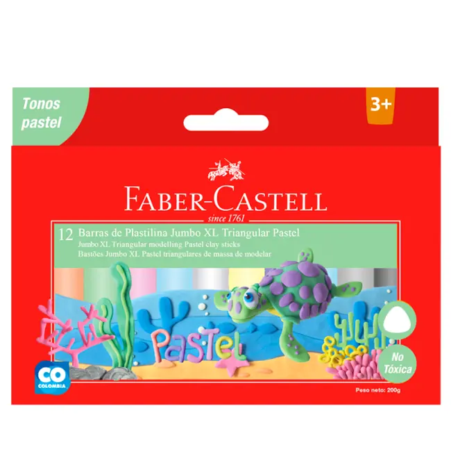 Plasticina Pastel Jumbo XL Triangular x12 Faber Castell