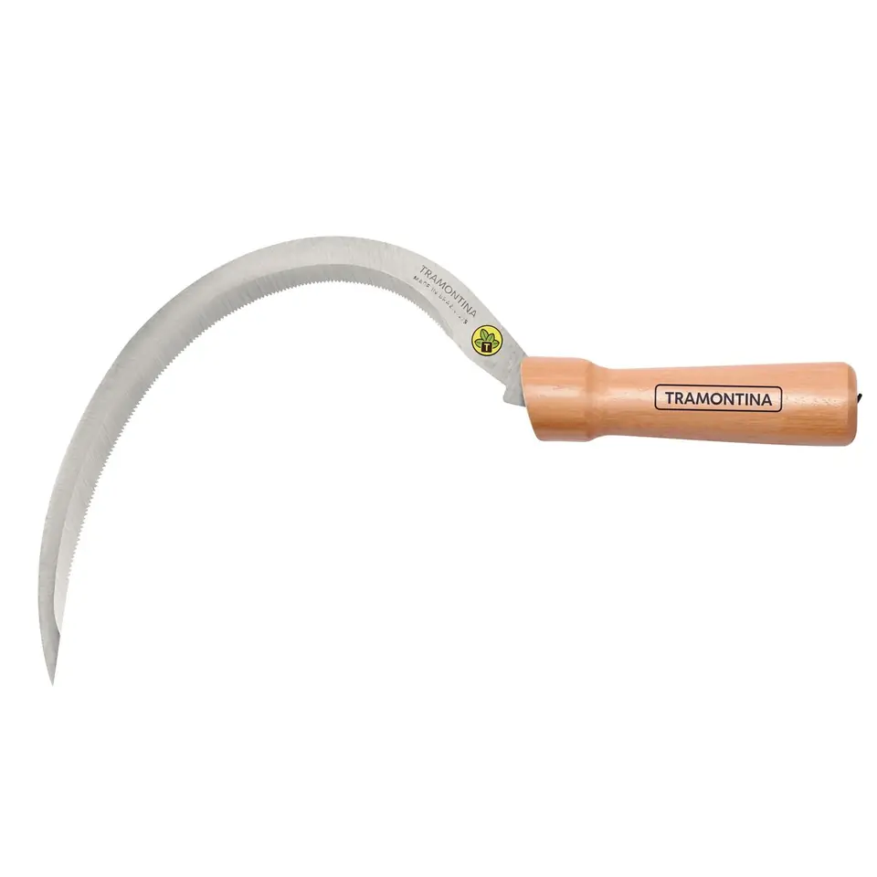 Hoz Metálica con Dientes Tramontina con Mango de Madera