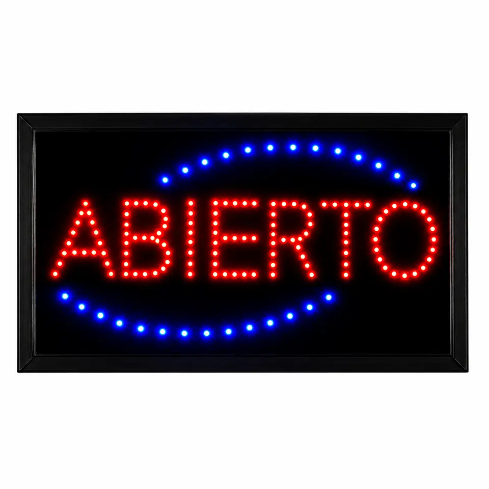 CARTEL ILUMINACION LED ABIERTO 220V NEGRO